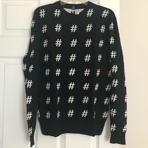 H&M black and white hashtag oversized sweater